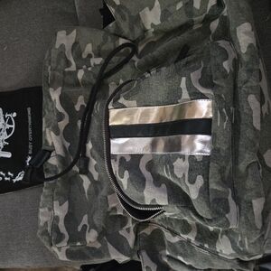 Camouflage Backpack with Silver Accent